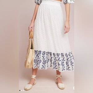 $152 MISA LOS Angeles Revolve Darcia Embroidered Flounce Maxi Skirt Size S